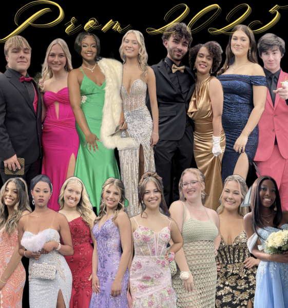 Dallastown shows off their style this year at prom. The style forecast features bold colors, glitter, shimmer, and florals. (Graphic by Jade Bradenbaugh)